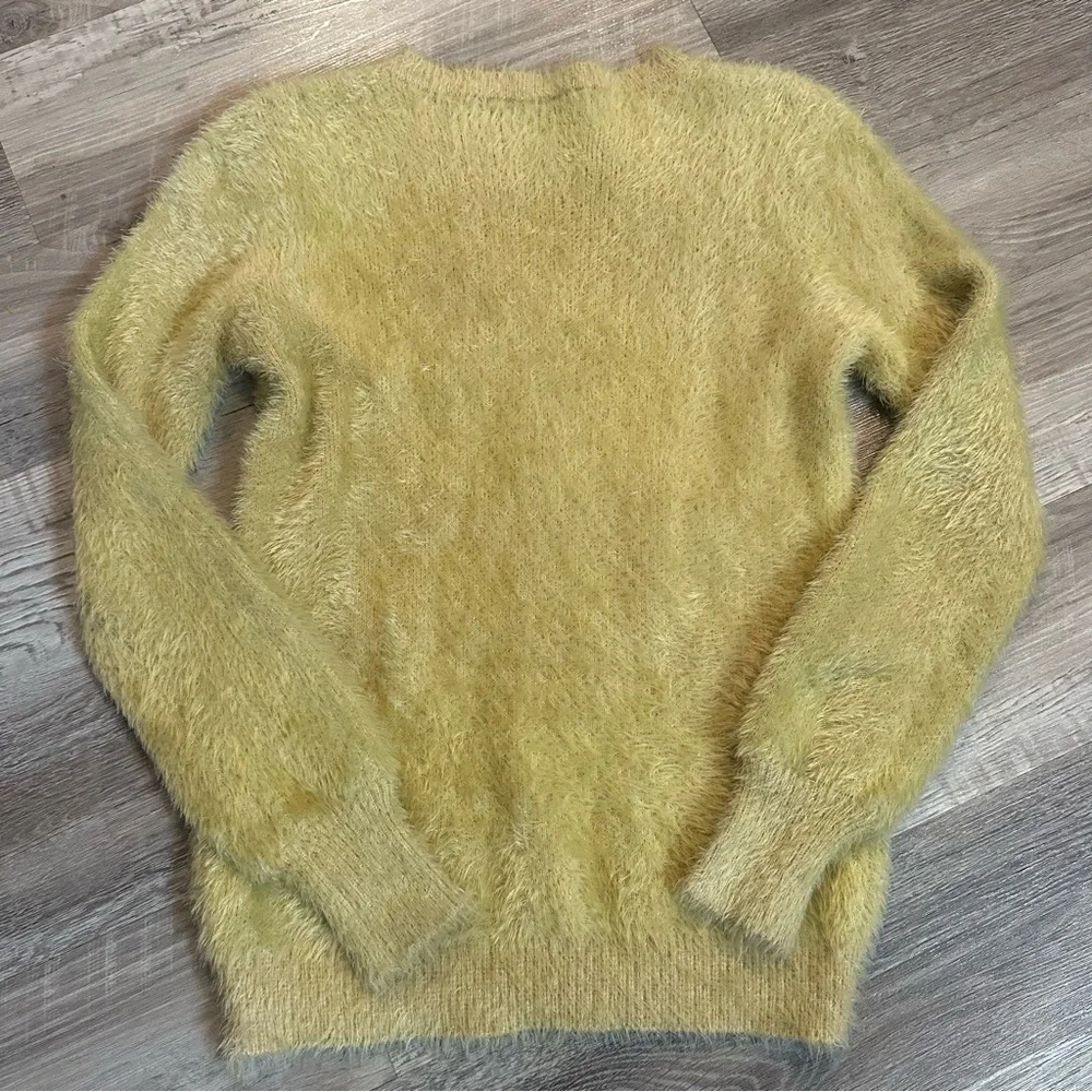 Vintage Chartreuse‎ Fuzzy Sweater Women XS Crew Neck